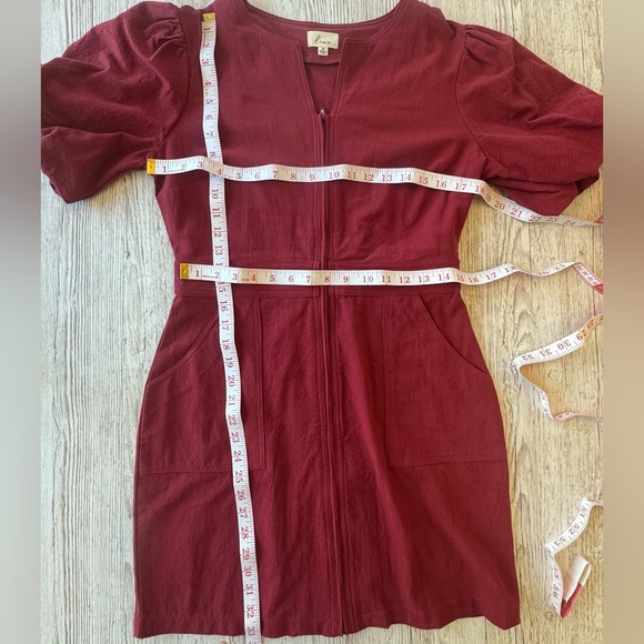 Lena Puff Short Sleeve Zip Front Dress with Pockets M - Picture 7 of 10